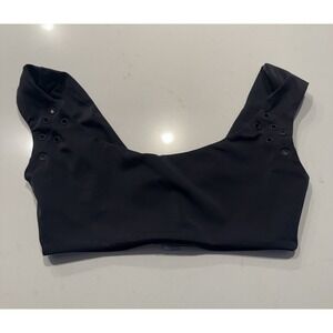 Dos Gardenias Black Bikini Top Womens Size 2 Sexy Resort Rivets Travel Boho Chic